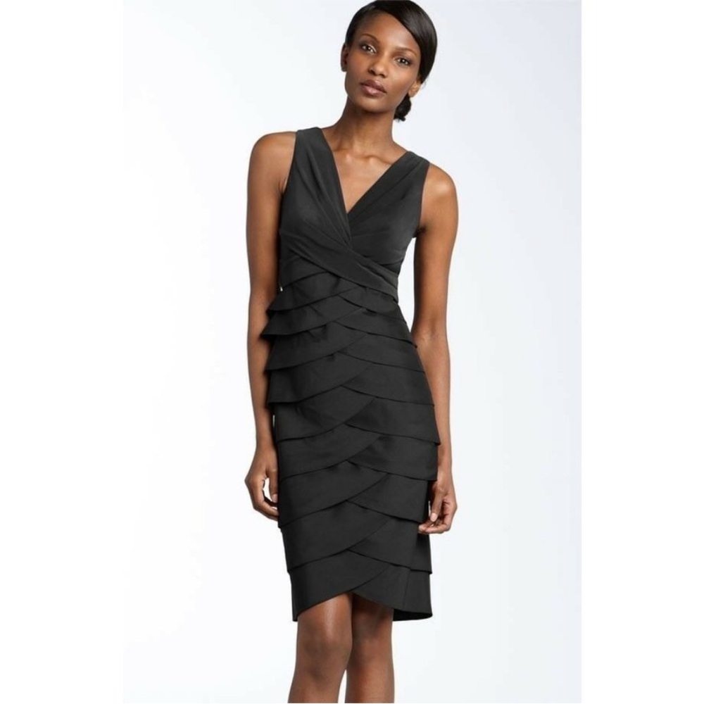 Adrianna papell cocktail dresses black tiered dress size 10
